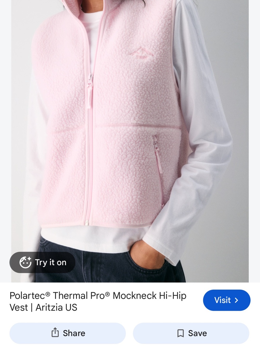 Aritzia Pale Pink Polartec® Mockneck Vest